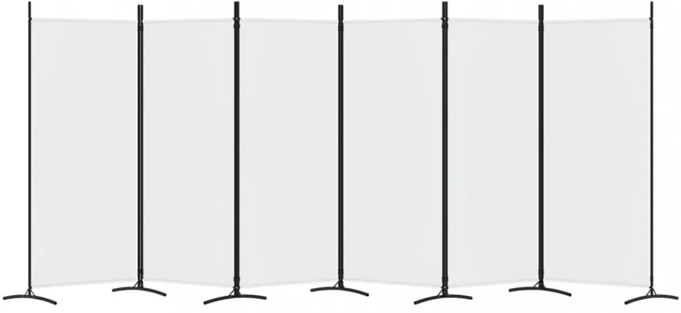 6 paneles fehér szövet térelválasztó 520x180 cm