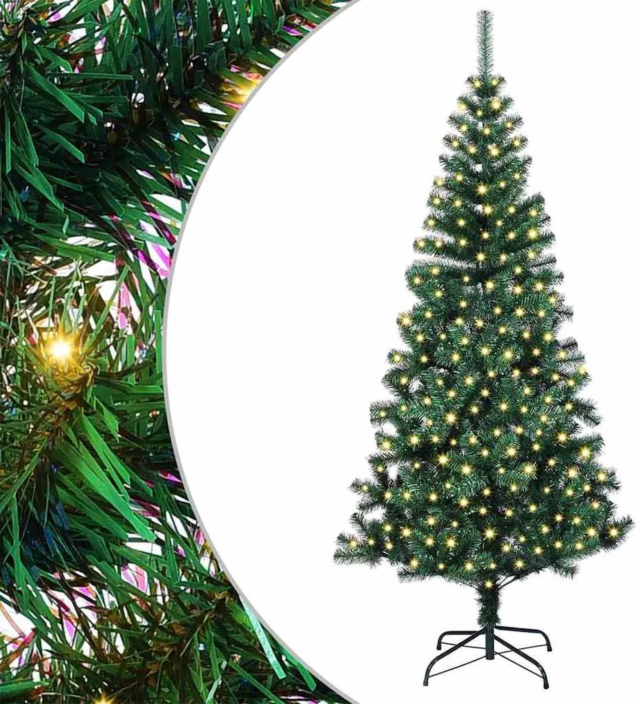 vidaXL Mesterséges, előre világított karácsonyi fa Zöld 210 cm