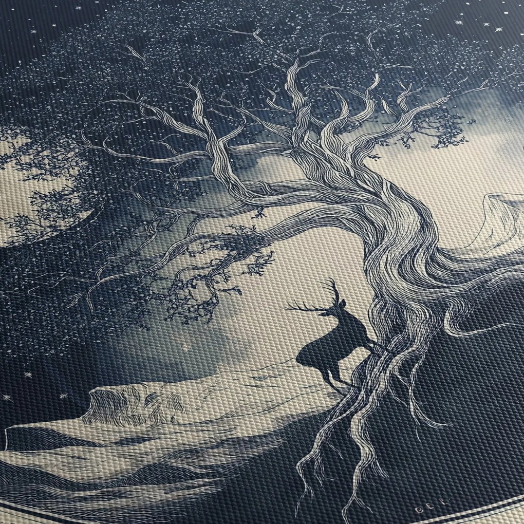 Kép – Mágikus fa szarvassal I. (90x60 cm)