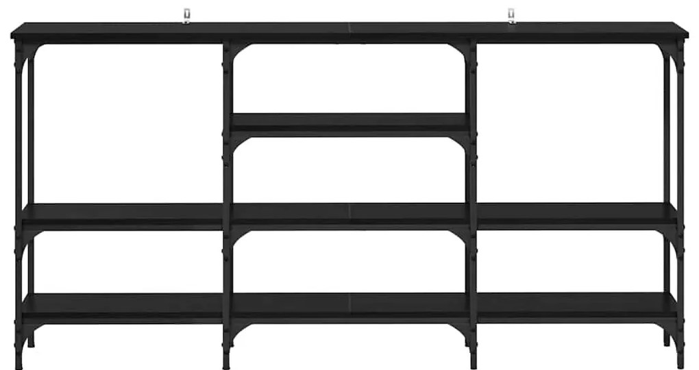 Konzolasztal polcokkal Musta tammi 160 x 29 x 80 cm Faanyag