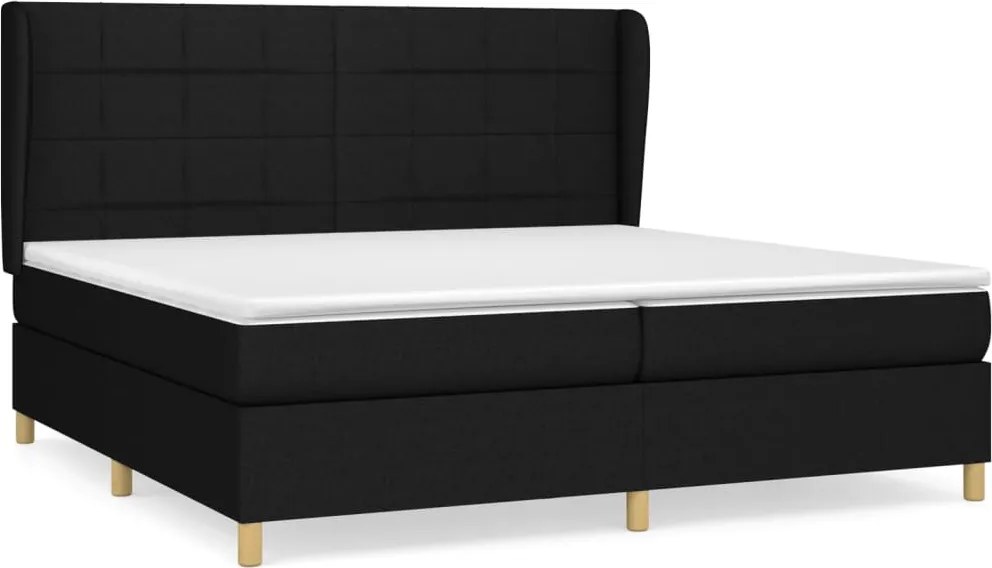 vidaXL fekete szövet rugós ágy matraccal 200 x 200 cm