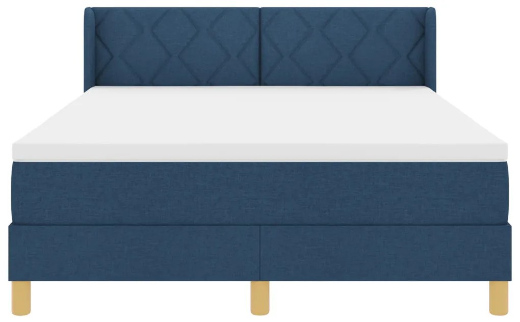 Boxspring ágy matraccal, kék, 140 x 200 cm, szövet
