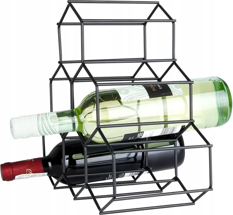 Bortartó állvány alkoholos fekete könyvespolc fém szekrény polc 6 palack