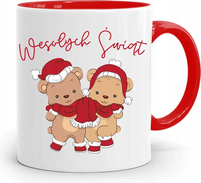 Piros Karácsonyi Bögre Mikulás Karácsonyfa Alá, fényképes nyomattal