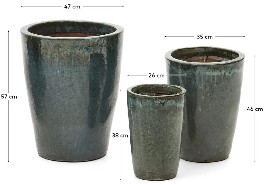 Terrakotta virágcserép készlet 3 db-os ø 47 cm Rotja – Kave Home