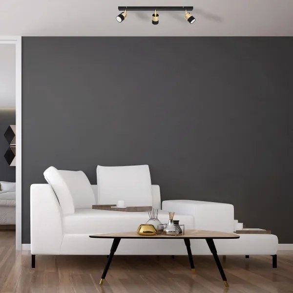 LED Spotlámpa TUBSSON 3xGU10/4,8W/230V fekete/arany