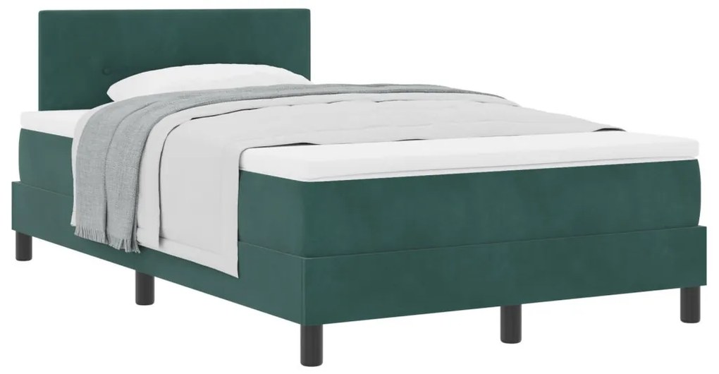 Boxspring Ágy Mattal Sötét Zöld Kicsi Dupla Bársony