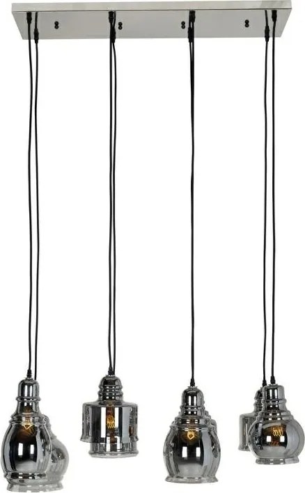 KING HOME -HL-0096 VRYON Többágú Függesztett Lámpa Fekete, Füstös E27 IP20