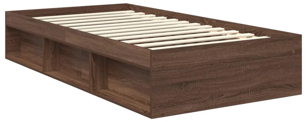 vidaXL Ágykeret fejtámlával Barna Tölgy 100 x 200 cm Tömör fenyőfa