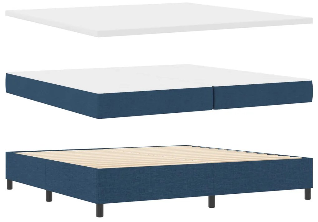 Boxspring Ágy Matraccal Kék 200x200 cm Szövet