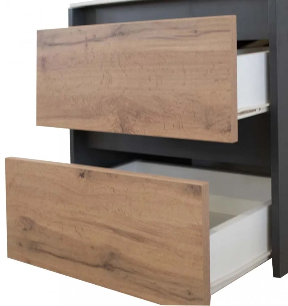 Porto 80 alsó fürdőszoba bútor mosdóval antracit-country tölgy színben