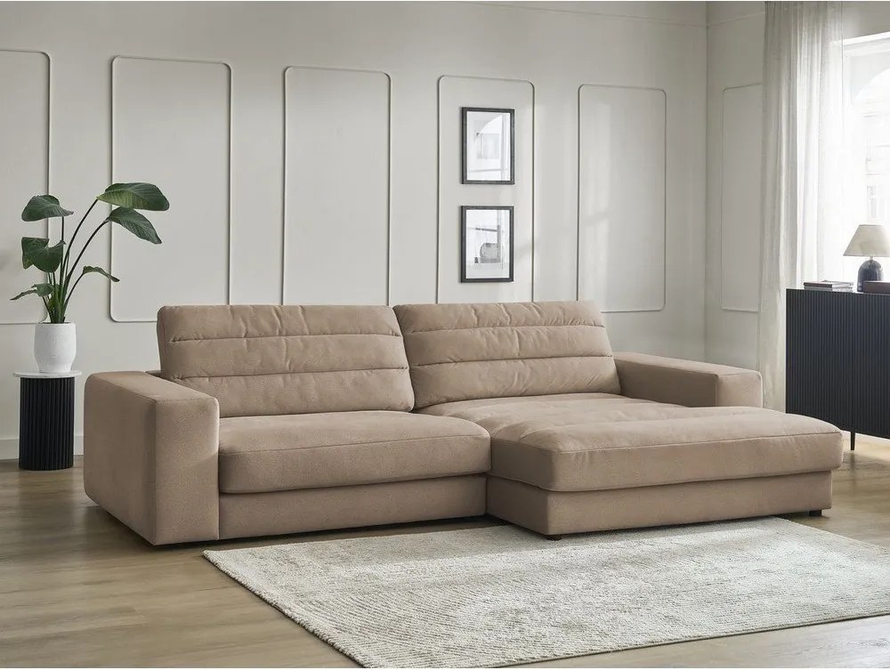 Szürkésbarna bársony sarokkanapé (jobb oldali-heverő résszel) Sierra – Bobochic Paris