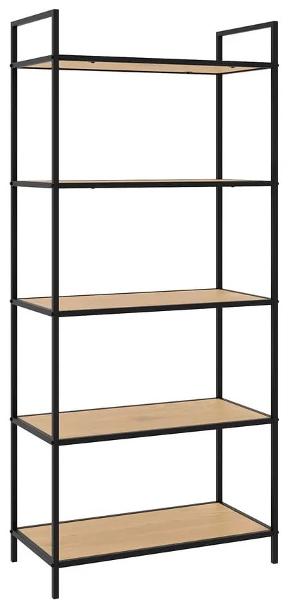 Fekete-natúr színű polcos állvány tölgyfa dekorral 70x156x35 cm Altino – Unique Furniture