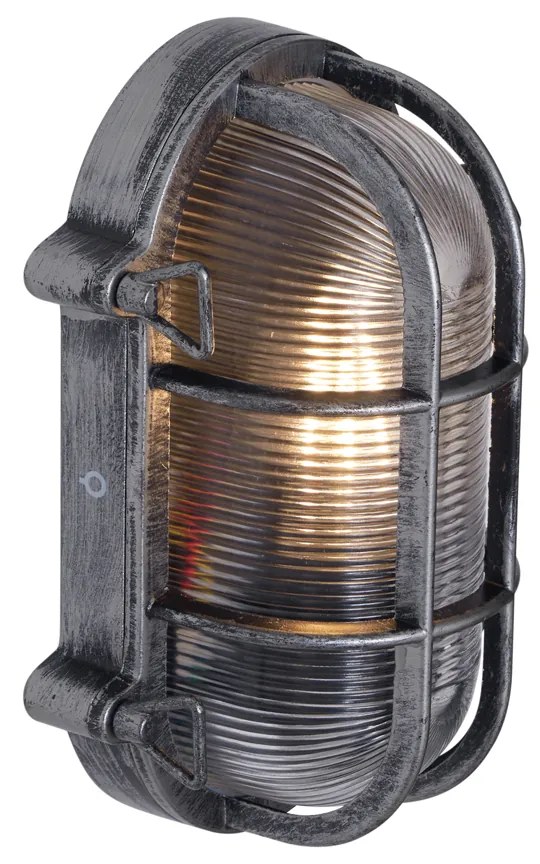 Kültéri fali lámpa ezüst ovális IP44 - Noutica