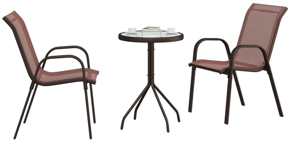 3 részes kerti bistro szett barna textilén és acél