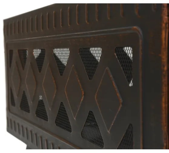 Hordozható fa tűzrakóhely rostéllyal fekete/patina