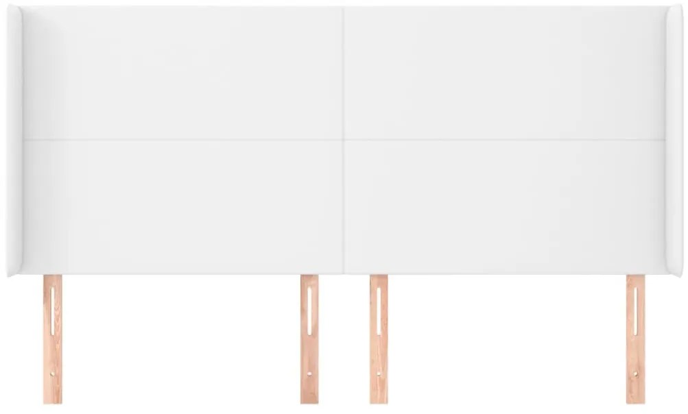 fehér műbőr fejtámla szárnyakkal 163x23x118/128 cm