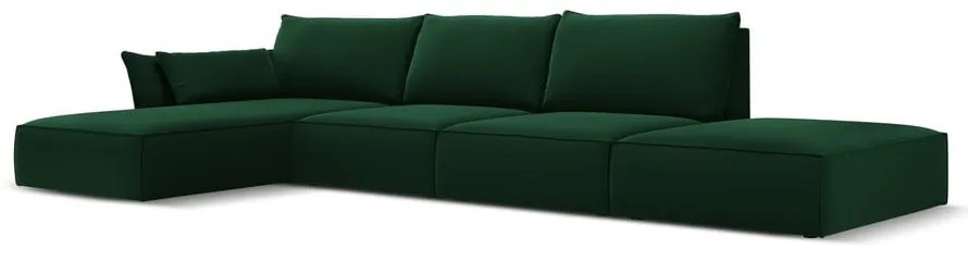 Sötétzöld bársony sarokkanapé (bal oldali-heverő résszel) Vanda – Mazzini Sofas
