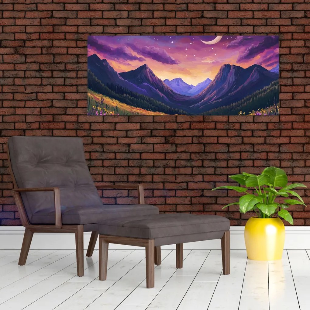 Kép - Lila táj (120x50 cm)