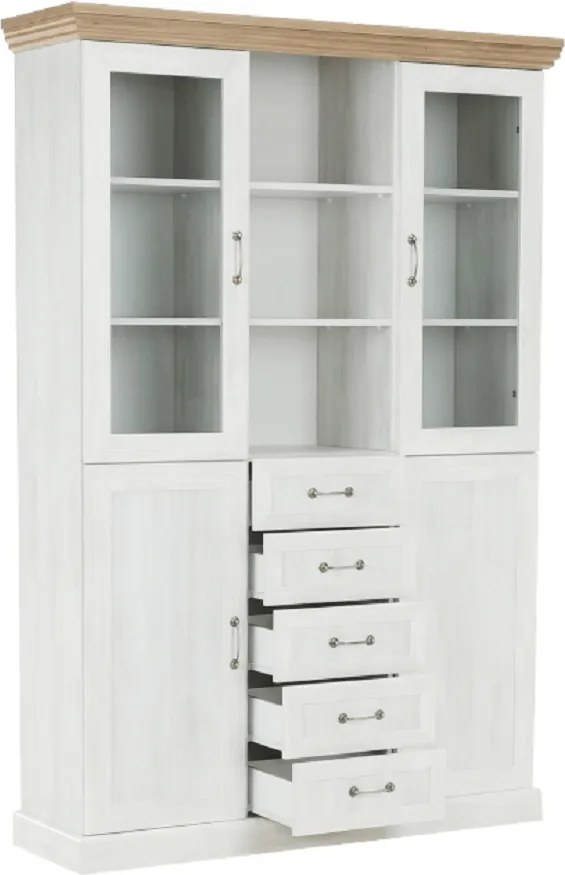 vitrines szekrény, északi sosna/vadtölgy, ROYAL W2D