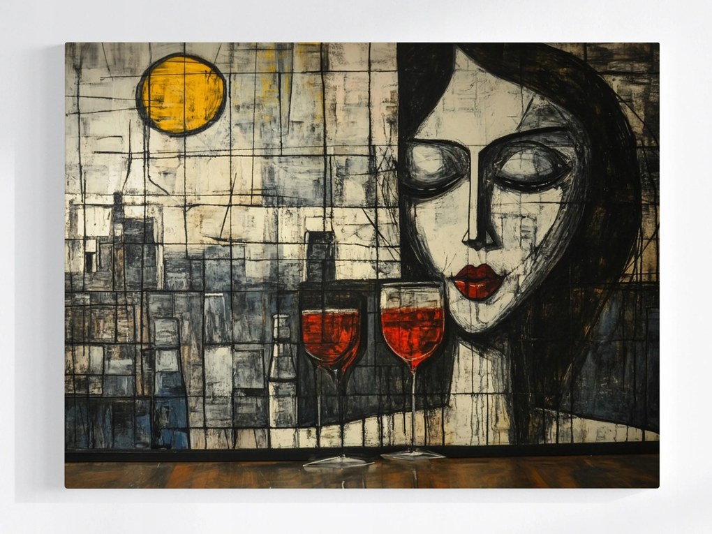 Poszter Absztrakt Nő Lány Város Bor 100x75