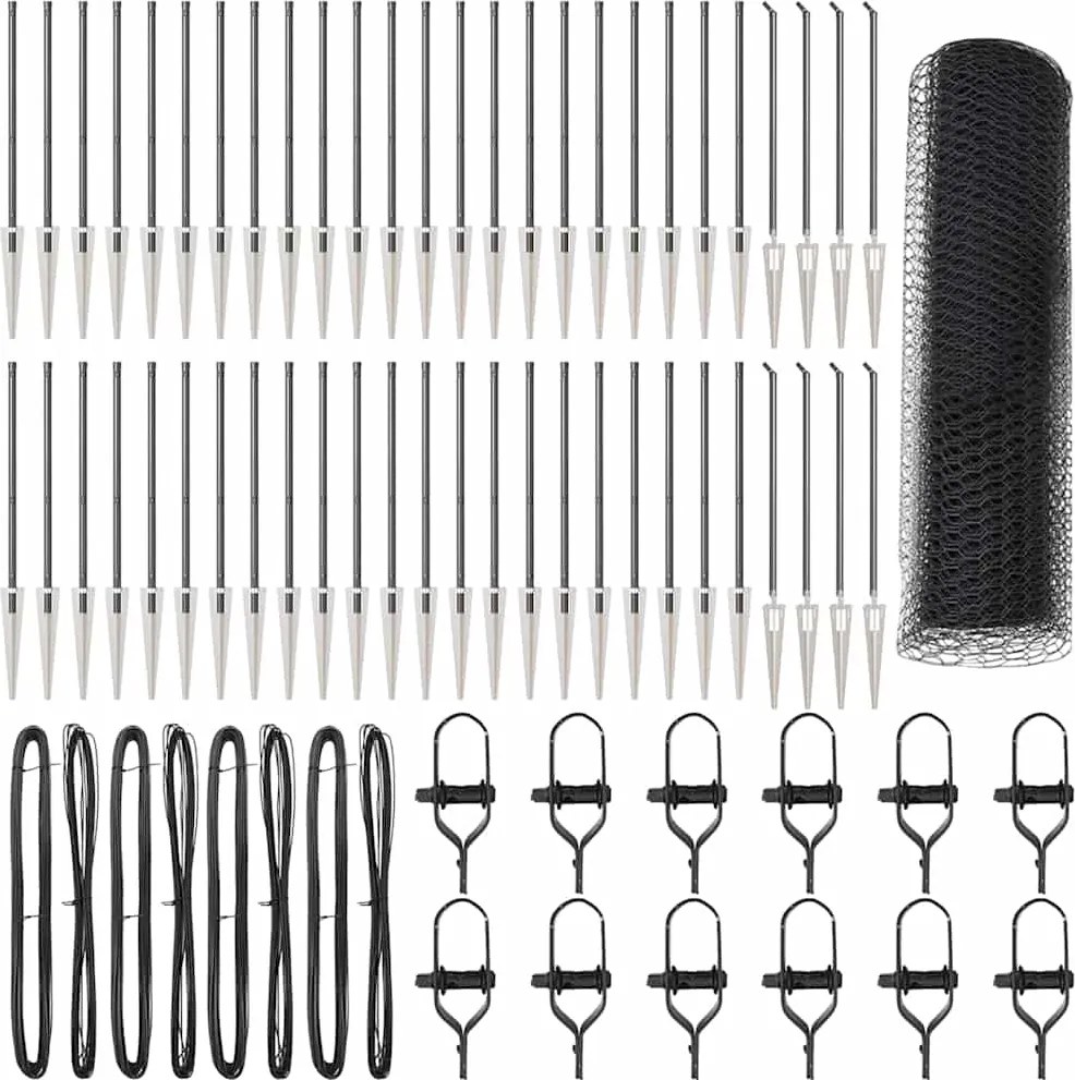 vidaXL Kerítésoszlop Szürke 100 x 0,4 m (13 mm háló) Acél és PVC