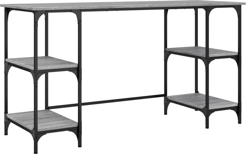 vidaXL szürke sonoma színű fém és szerelt fa íróasztal 140x50x75 cm