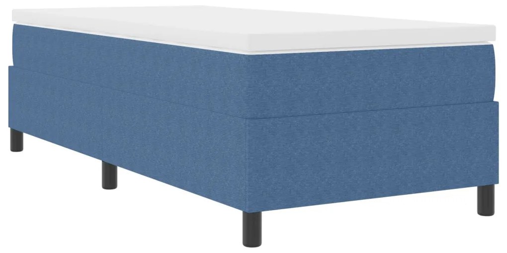Box Spring Ágy Matraccal Kék Kordbársony Szövet 90 x 190 cm