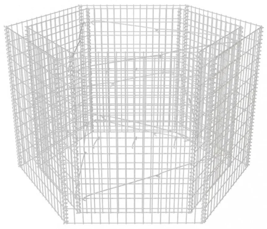 vidaXL hatszögletű gabion magaságyás 160 x 140 x 100 cm