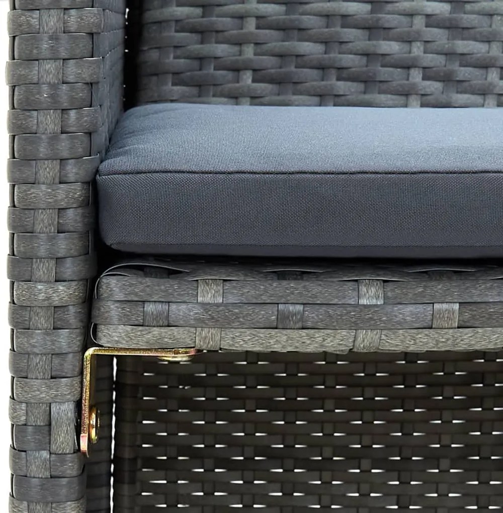 Szürke kétszemélyes polyrattan kerti kanapé párnákkal