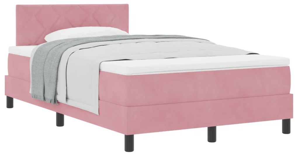 Boxspring Ágy Matrac Különböző Rózsaszín Kicsi Kétszemélyes Bársony