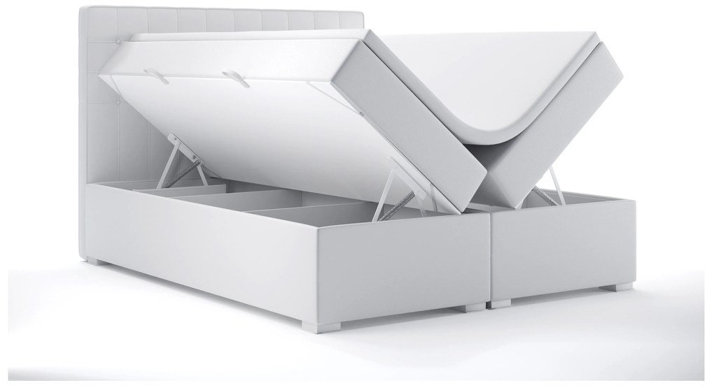 Franciaágy Boxspring 180 cm Candy (fehér öko-bőr) (tárolóhellyel). Akció -17%. 1044185