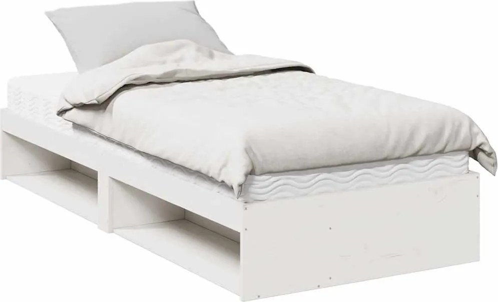 vidaXL fehér tömör fenyőfa kanapéágy matraccal 90 x 200 cm