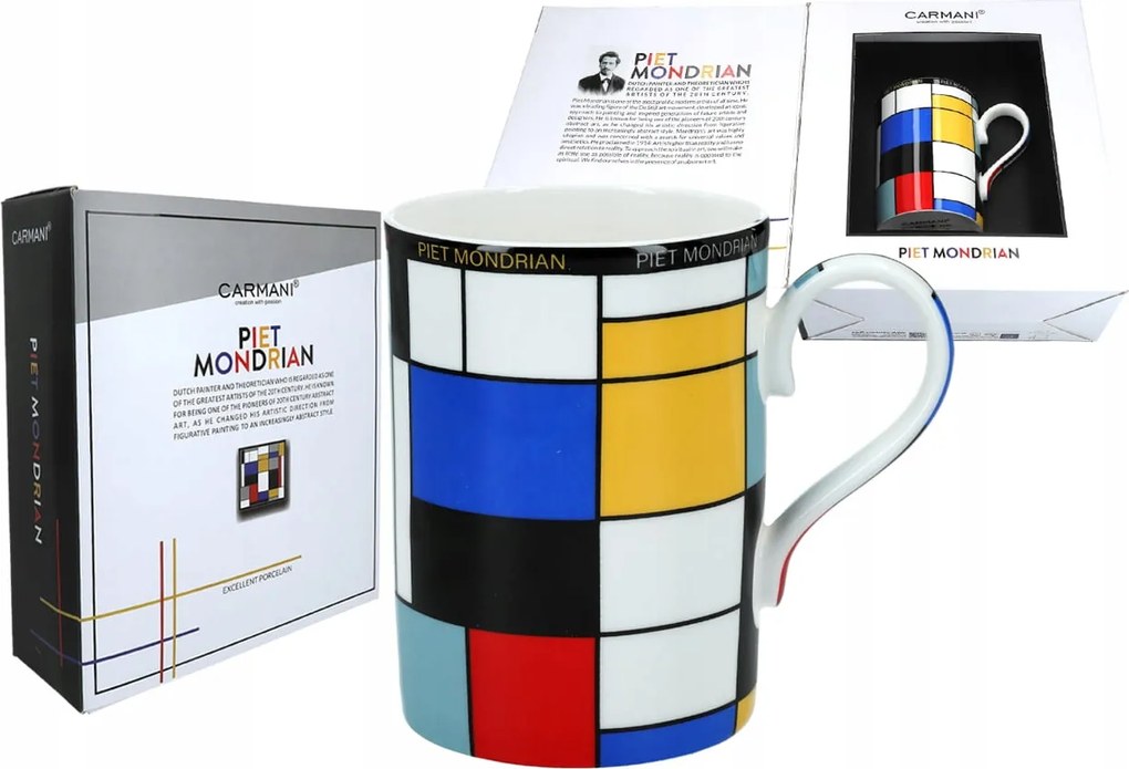 Csodálatos Mondrian porcelán bögre 370ml