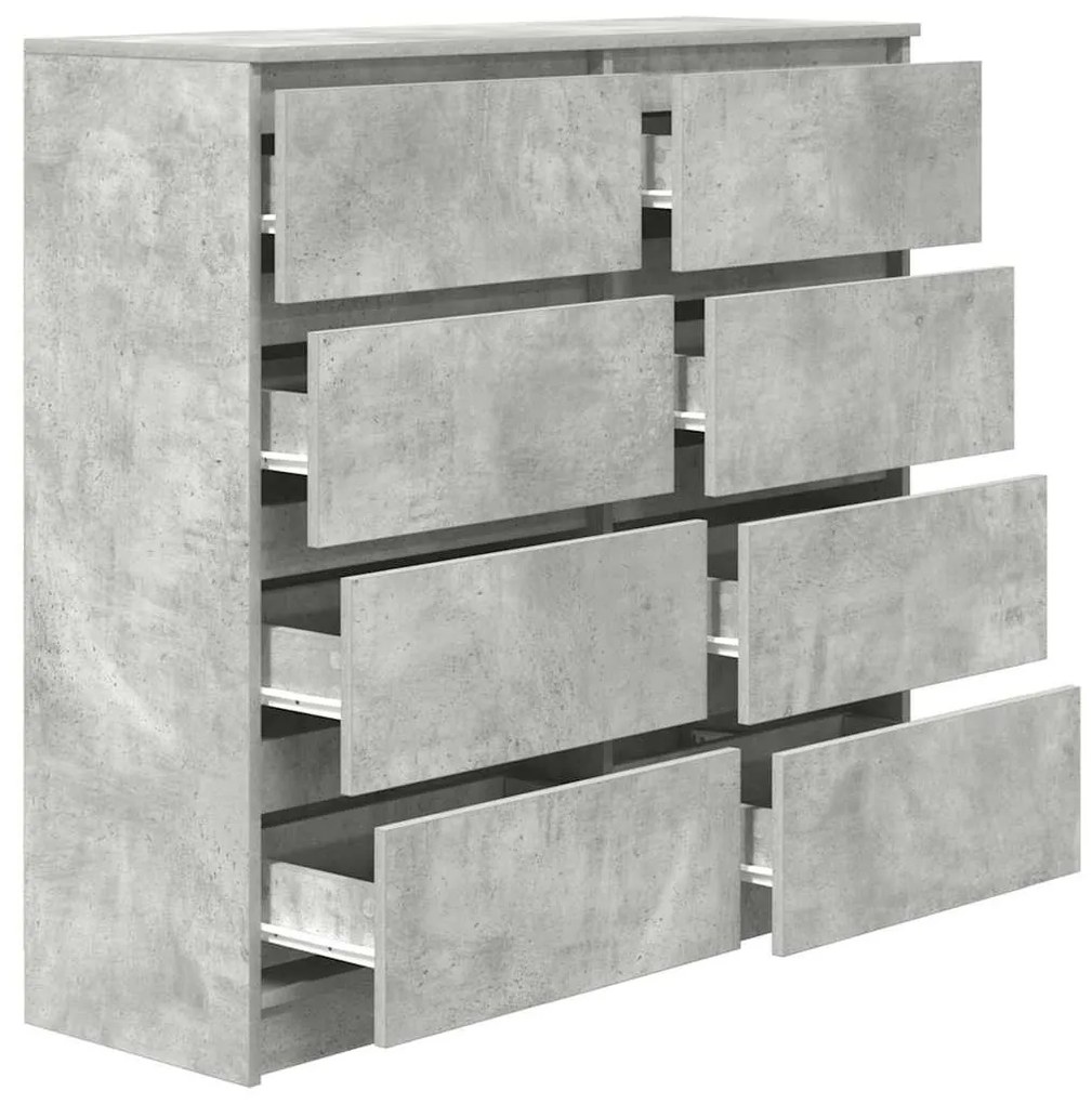 betonszürke szerelt fa tálalószekrény 100x35x99 cm
