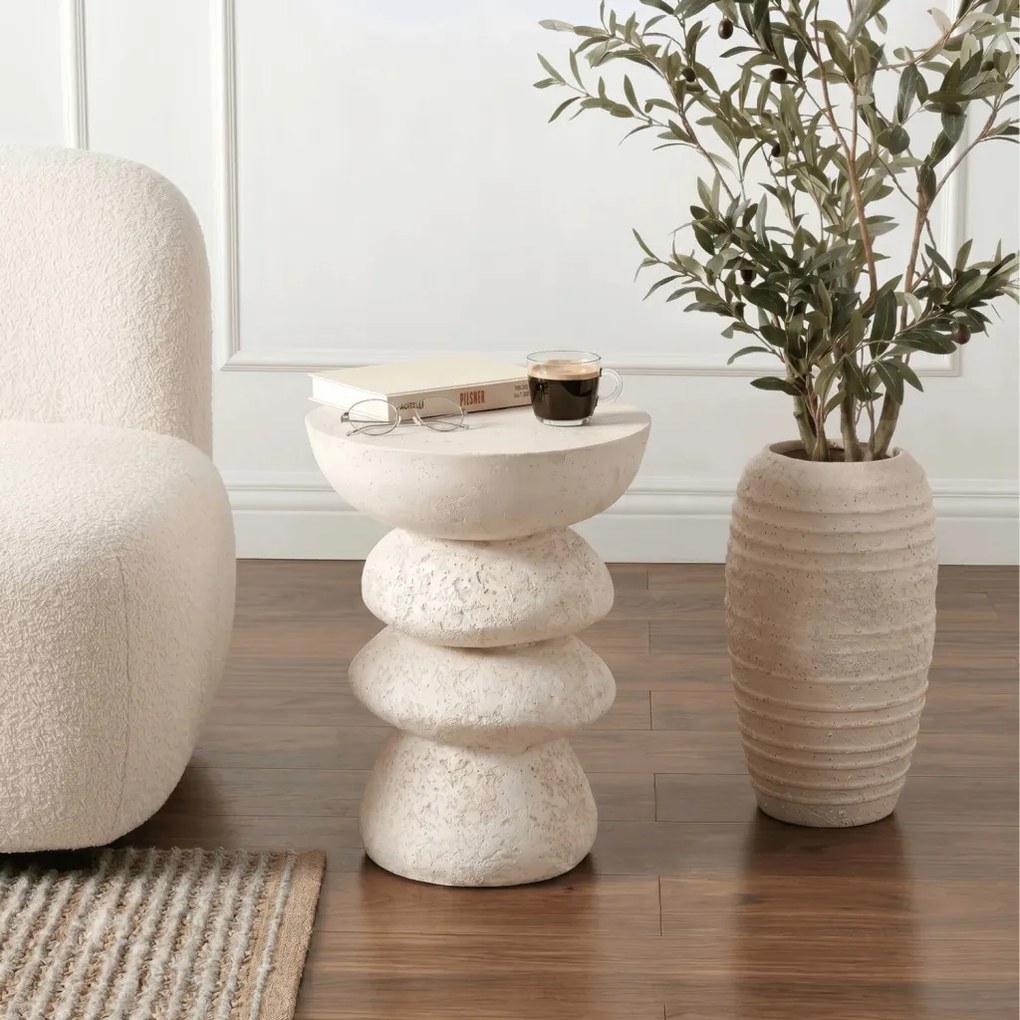 Modern kerek dohányzóasztal LIVIA 39 cm krém-bézs