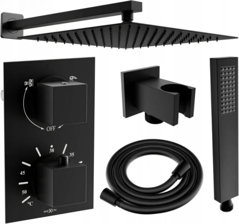 Mexen Cube DR02 rejtett zuhanykészlet esőztetővel 30 cm, fekete - 77502DR0230-70
