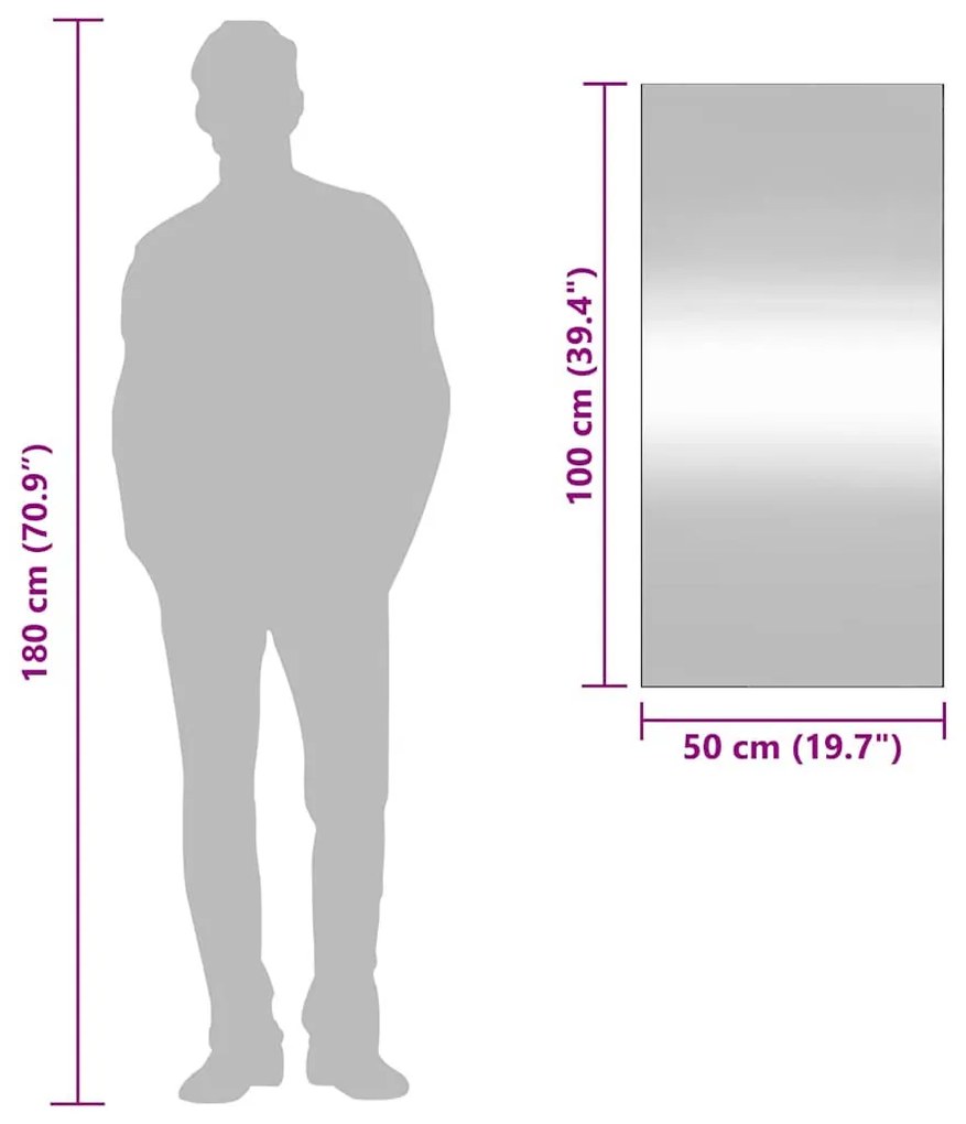 téglalap alakú üveg falitükör 50 x 100 cm