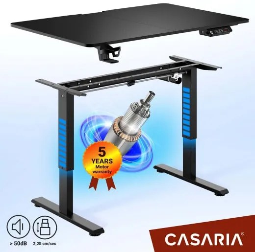 Casaria® Magasságban állítható irodai asztal 110x60x118 cm - fekete