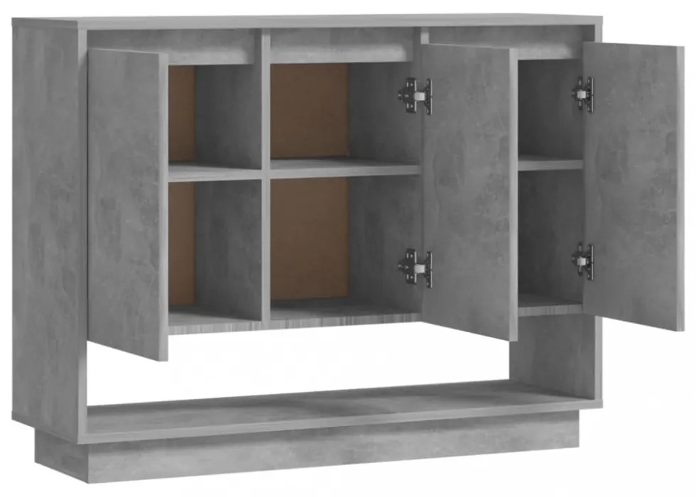betonszürke forgácslap tálalószekrény 97 x 31 x 75 cm