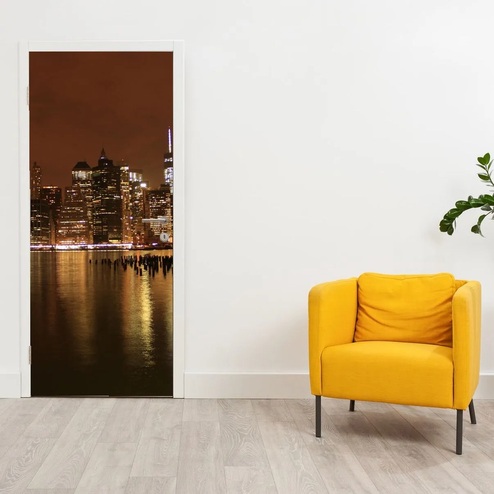 Fotótapéta ajtóra - Éjszakai város (95x205cm)