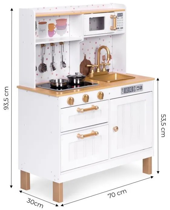 Gyermek fakonyha kiegészítőkkel, hangokkal és LED világítással