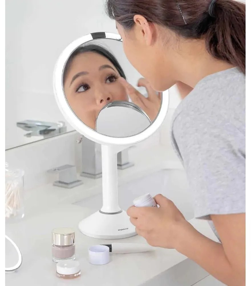 Kozmetikai tükör világítással-nagyítós (ötszörös) ø 20 cm Sensor Trio – simplehuman