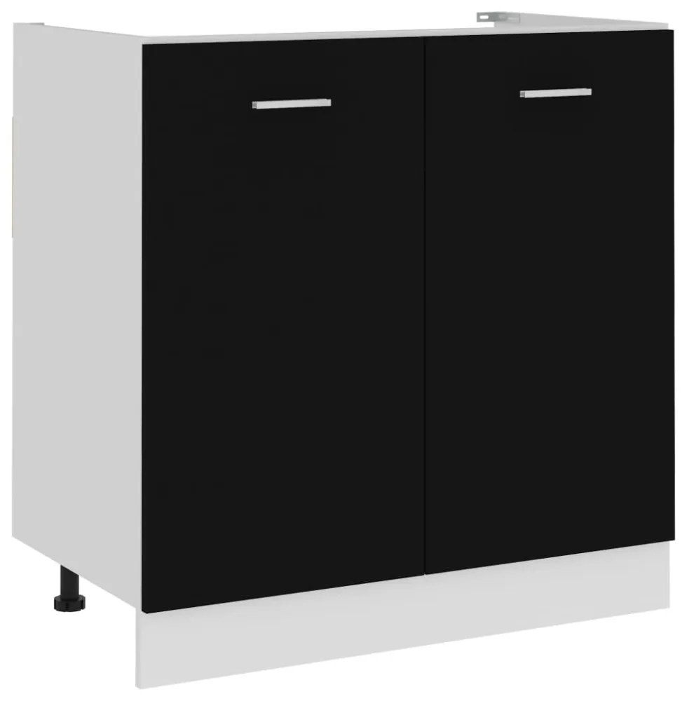 fekete szerelt fa mosogató alsószekrény 80 x 46 x 81,5 cm