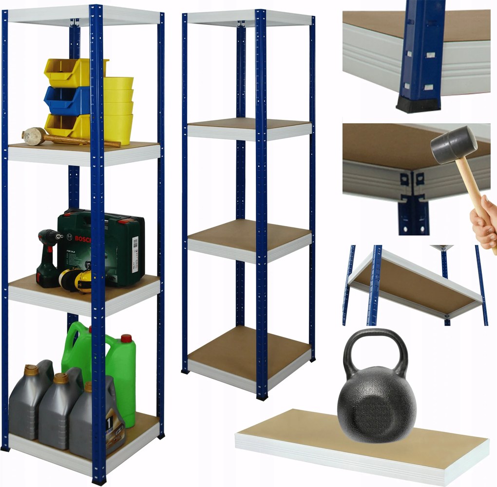 Helios fém tároló állvány garázs állvány 180x60x60cm 4Px175kg