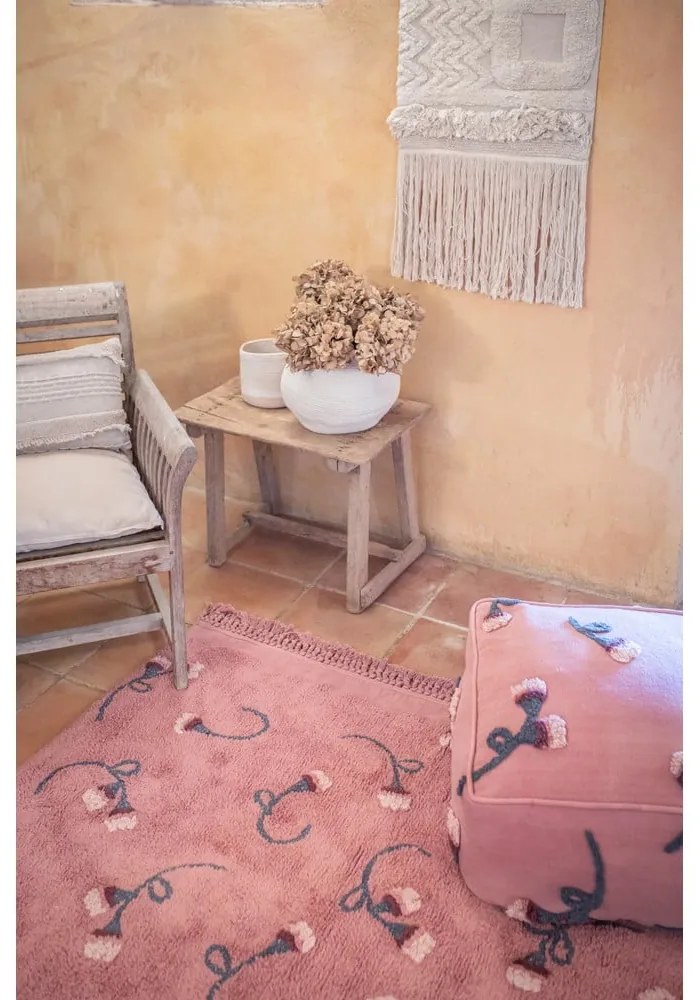 Rózsaszín mosható kézi szövésű pamut gyerek szőnyeg 140x210 cm English Garden Ash Rose – Lorena Canals