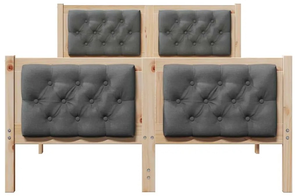 Ágykeret fejtámlával Sötétszürke 120 x 200 cm Tömör fenyőfa