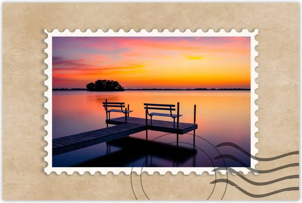 Poszterek 90x60 Naplemente tó