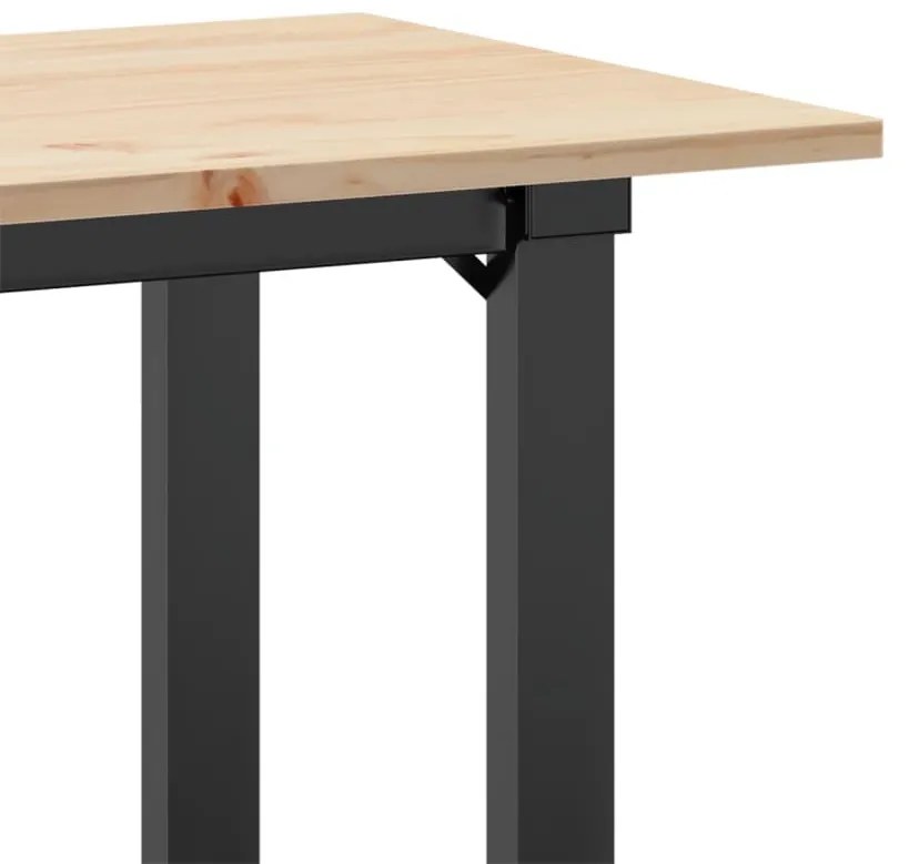 tömör fenyőfa és acél étkezőasztal O-vázzal 80x50x75 cm