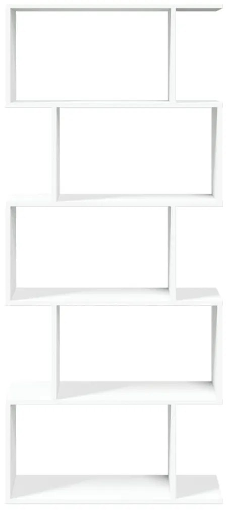5 szintes fehér szerelt fa elválasztó könyvespolc 70x24x161 cm
